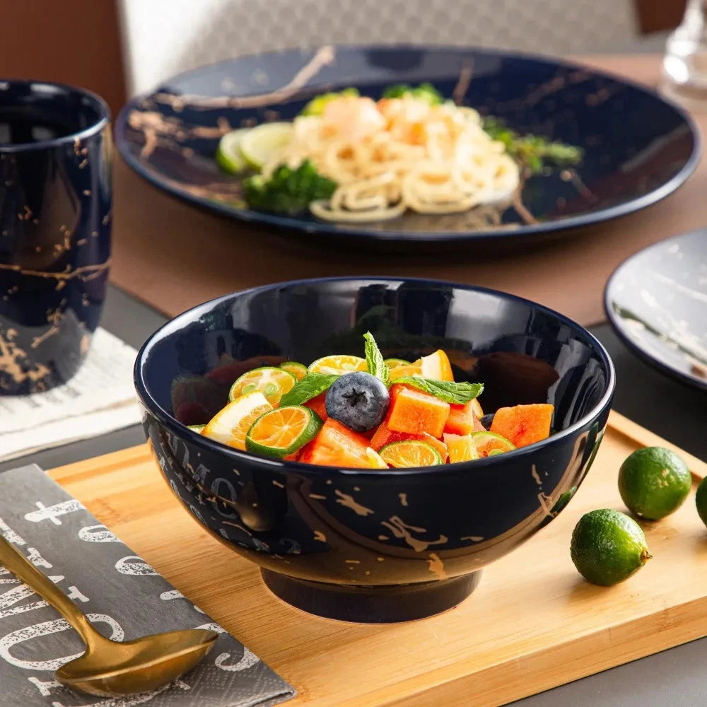 16PCS Procelain Tableware Set with Dinner Plate Cake Plate Bowls Coffee Cups Ohberri