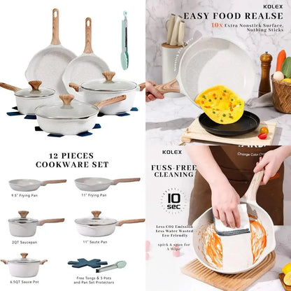 10-Piece Copper Pan Luxury Induction Cookware Set, Non-Stick, 21.5 x 11.5 x 11 Ohberri