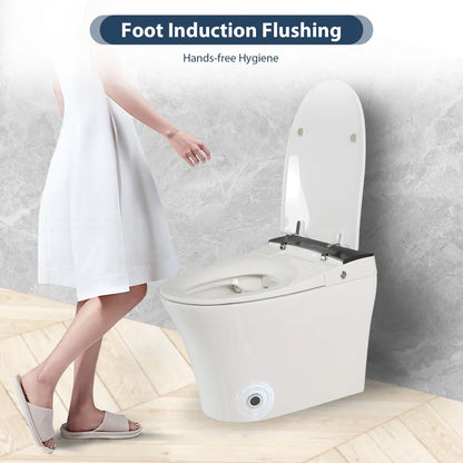 Smart Toilet with Foot Sensor Auto Flush Soft Close Heated Seat Night Light Ohberri
