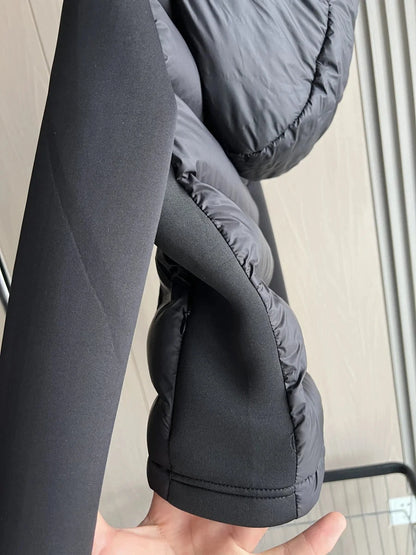 Lightweight Warm Down Jacket with Long Sleeves and Zippered Hooded Sports Coat Ohberri