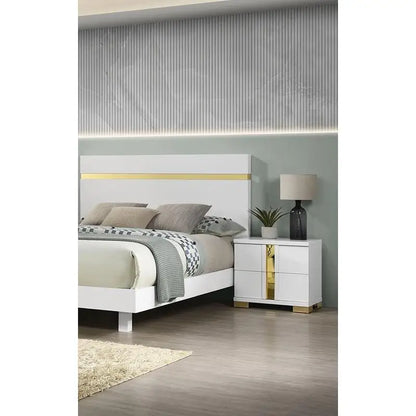 Modern 3-Piece Bedroom Set, Full Size Bed with LED, 2 Nightstands - Ohberri