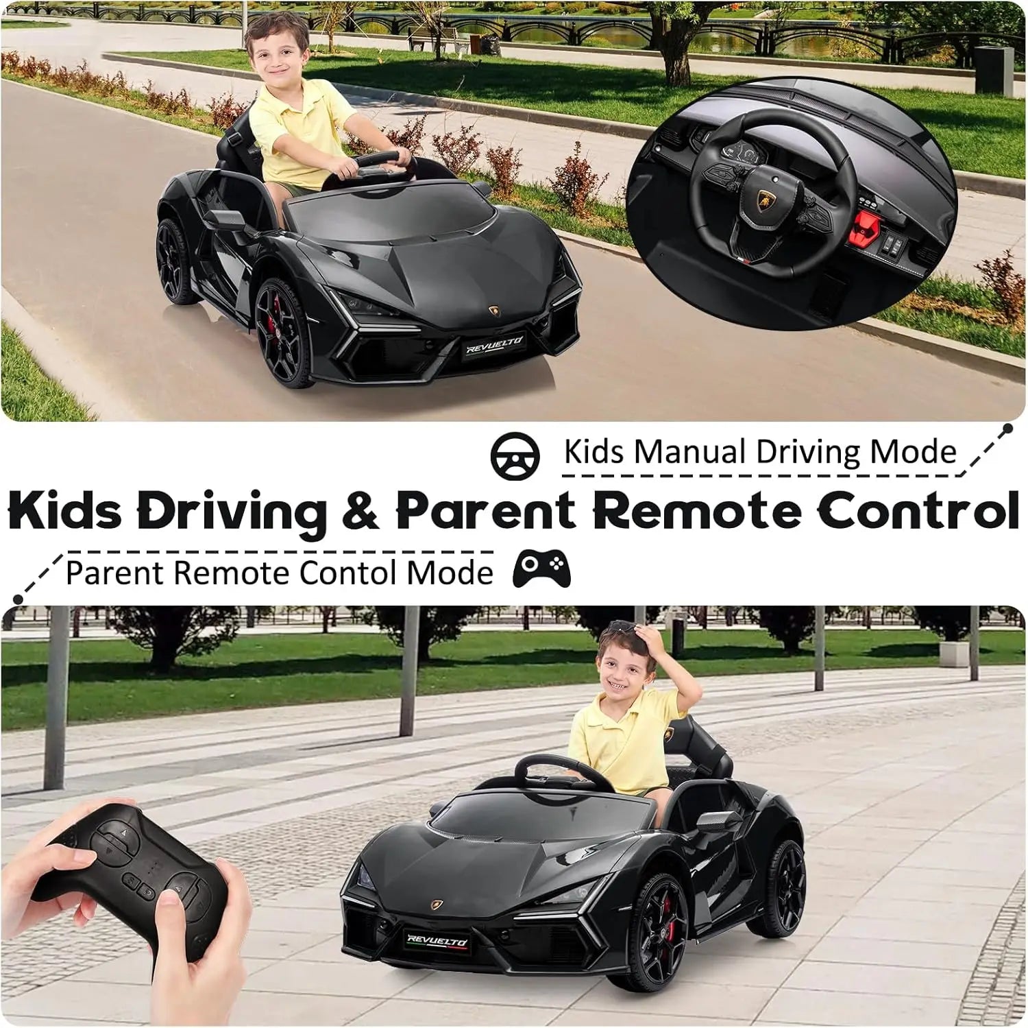Ride On Car for Kids Licensed Lamborghini Revuelto Electric Vehicle 12V Battery Powered Ohberri