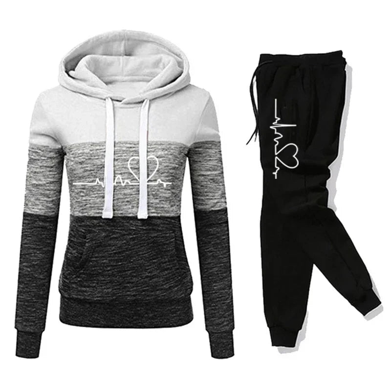 Women Tracksuit Printing Hooded Sweatshirt Sweatpant Ohberri