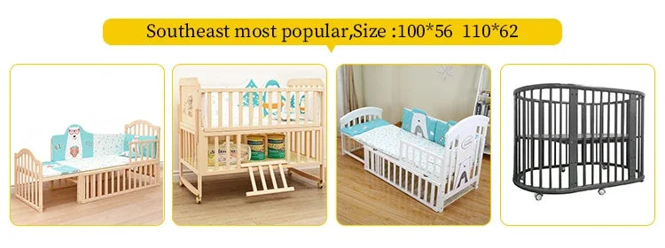 5 in 1 Adjustable Height Convertible Wood Baby Crib - Ohberri