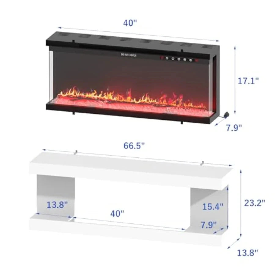 Fireplace TV Stand for TVs up to 70 with 7Color Lights with 12Color Flame 2Level Heating Ohberri