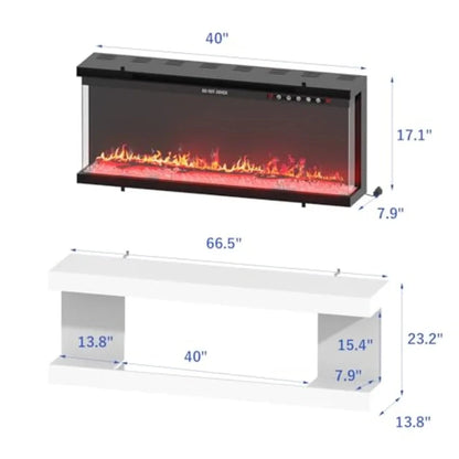 Fireplace TV Stand for TVs up to 70 with 7Color Lights with 12Color Flame 2Level Heating Ohberri
