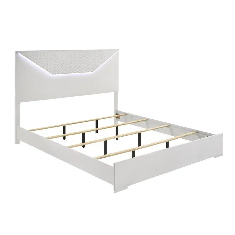 Modern 4-Pc King Bedroom Set with LED Headboard- White - Ohberri