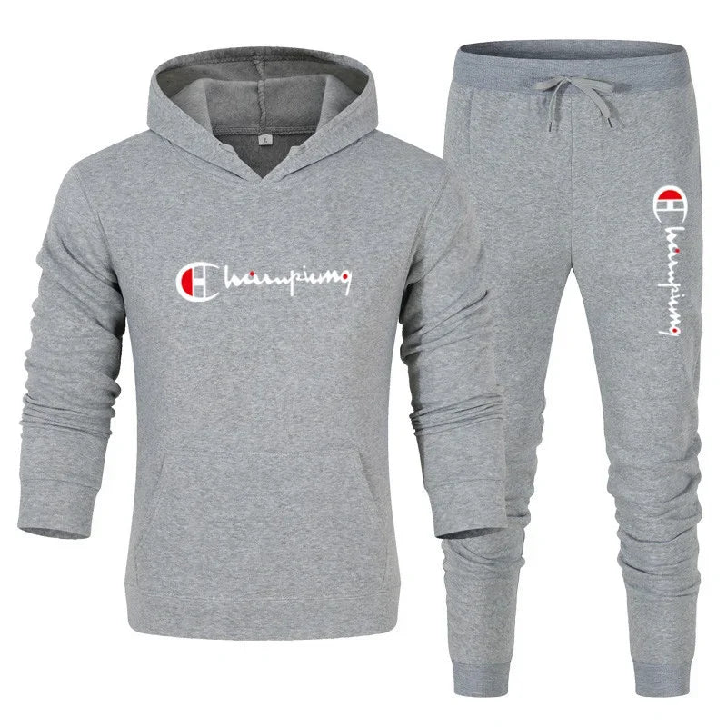 Men's Tracksuit Hooded Sweatshirt+Sweatpants 2 Pcs Sets Ohberri