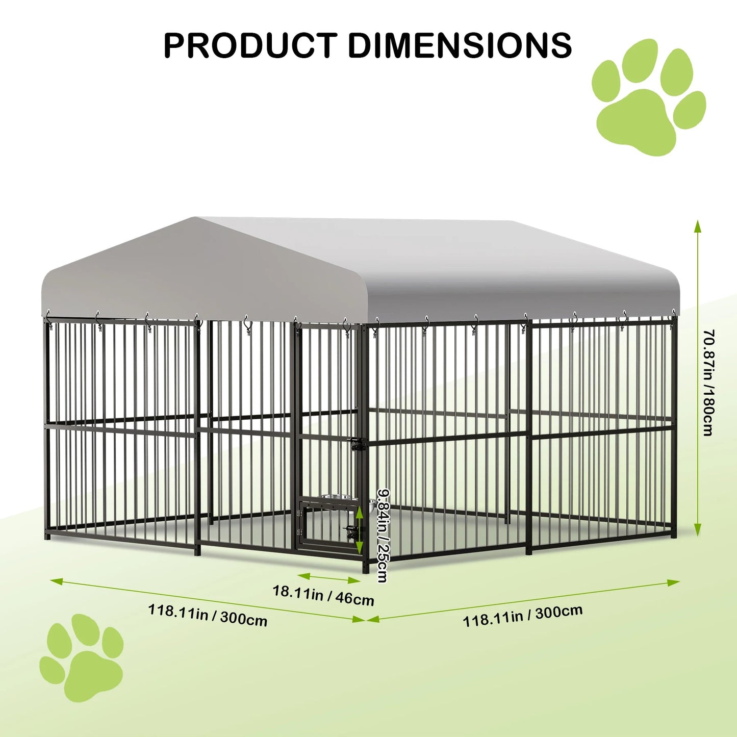 10X10X6FT Large Outdoor Dog Kennel, Heavy Duty Dog Cage with Roof with Safety Locks,UV & Water Resistant Proof Cover Ohberri