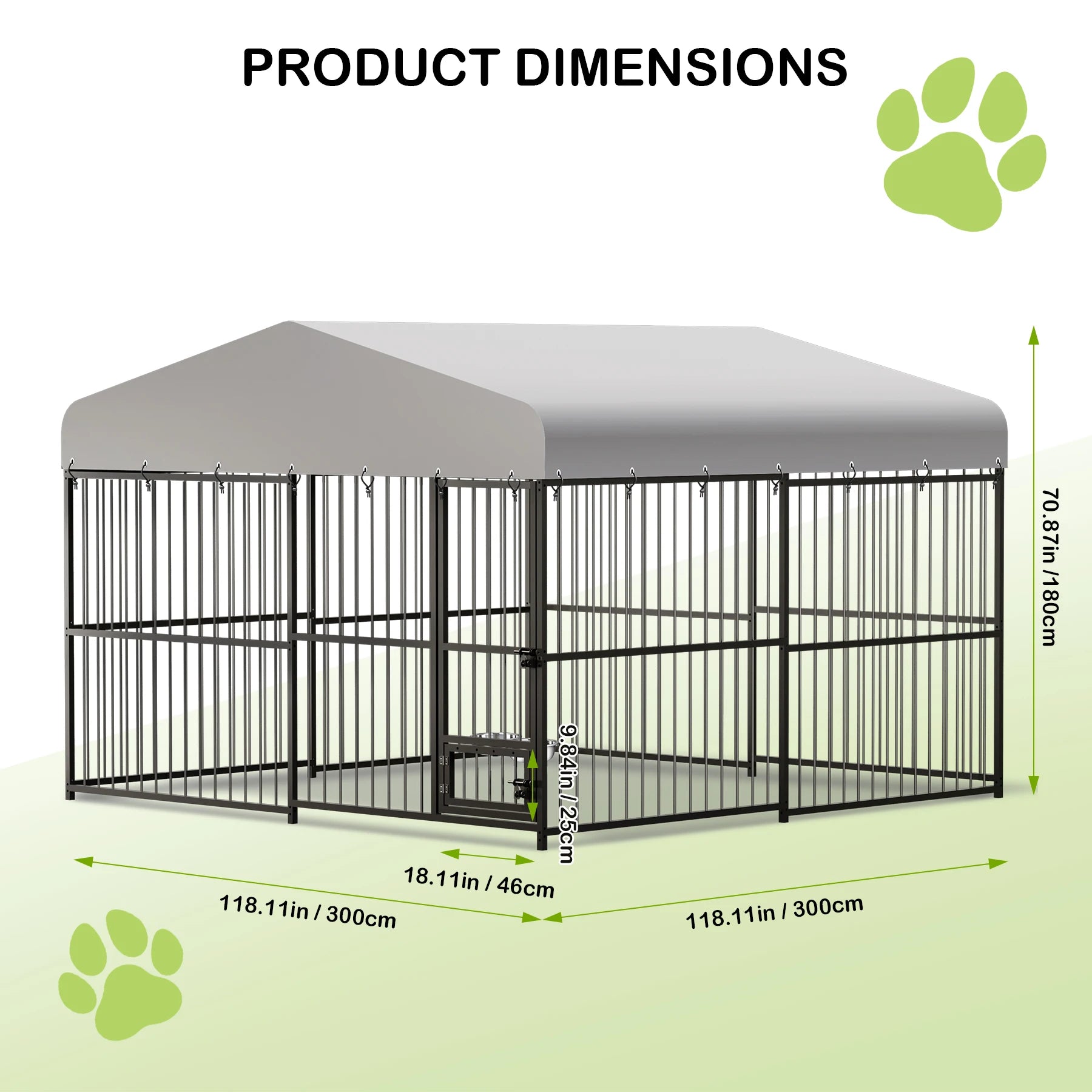 10X10X6FT Large Outdoor Dog Kennel, Heavy Duty Dog Cage with Roof with Safety Locks,UV & Water Resistant Proof Cover Ohberri