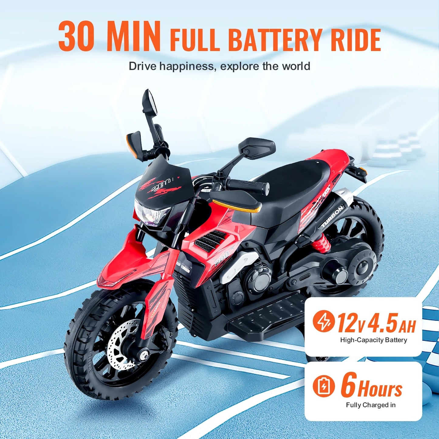 6/12V Children's Electric Car Kids Ride On Motorcycle with Detachable Wheel Headlight Ohberri