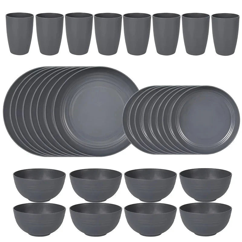 16/32pcs Plastic Tableware Set Ohberri