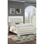 King Size Panel Bed Frame with LED Lights - Beautiful Silver Tufted Faux Leather - Ohberri
