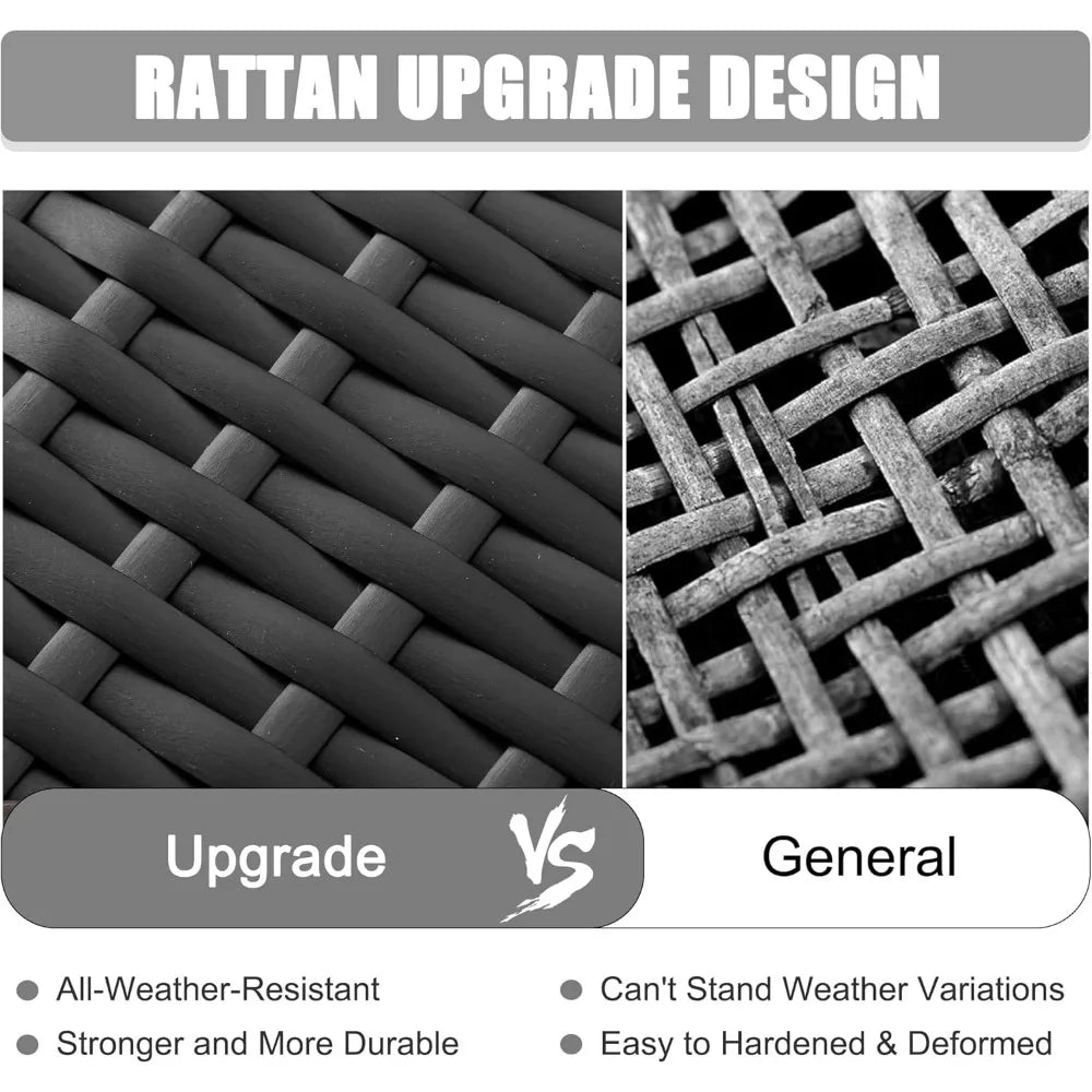 15 Piece Patio Furniture Set with Fire Pit Table, Outdoor Conversation Sets Wicker Rattan S Ohberri