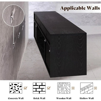 Floating TV Stand with 40 Electric Fireplace Modern Wall Mounted with Storage 80in Media Console Ohberri