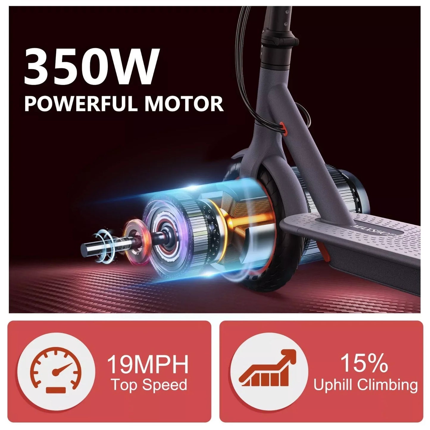 Electric Scooter 350W 19mph APP Smart Scooter Shock-absorbing Anti-skid ‎8.5 Inches Folding waterproof Ohberri