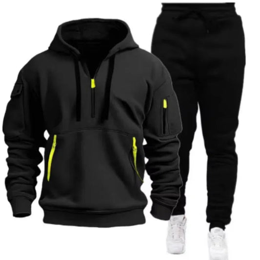 Men Tracksuit Casual Joggers Hooded Sportswear Jackets And Pants Ohberri