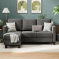 3 Seat L-Shaped Sofa with Linen Fabric Ottoman (Dark Gray) - Ohberri