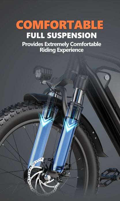 Electric Bike 20'' 1500W Up to 50 Miles 32MPH with 48V 20AH - Ohberri