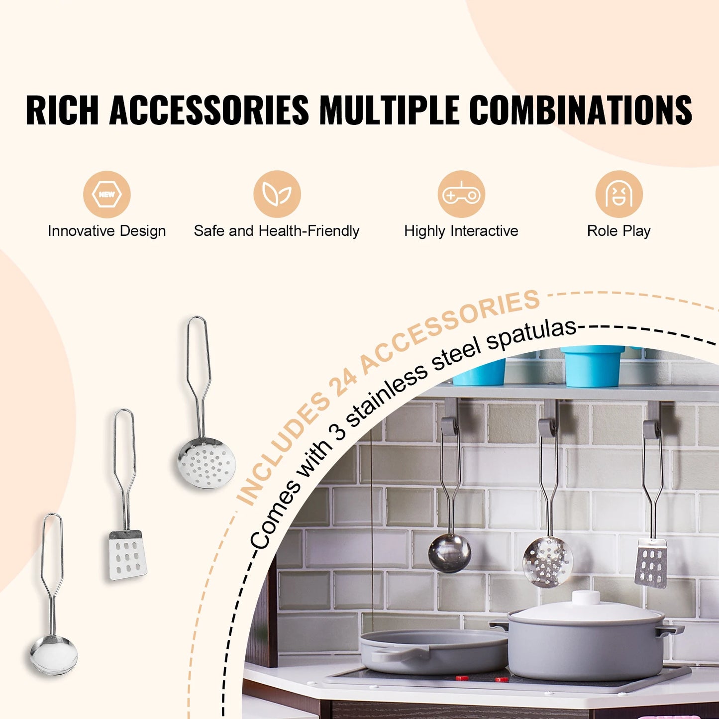 Play Kitchen Set Kitchenware Accessories with Ice Maker f - Ohberri