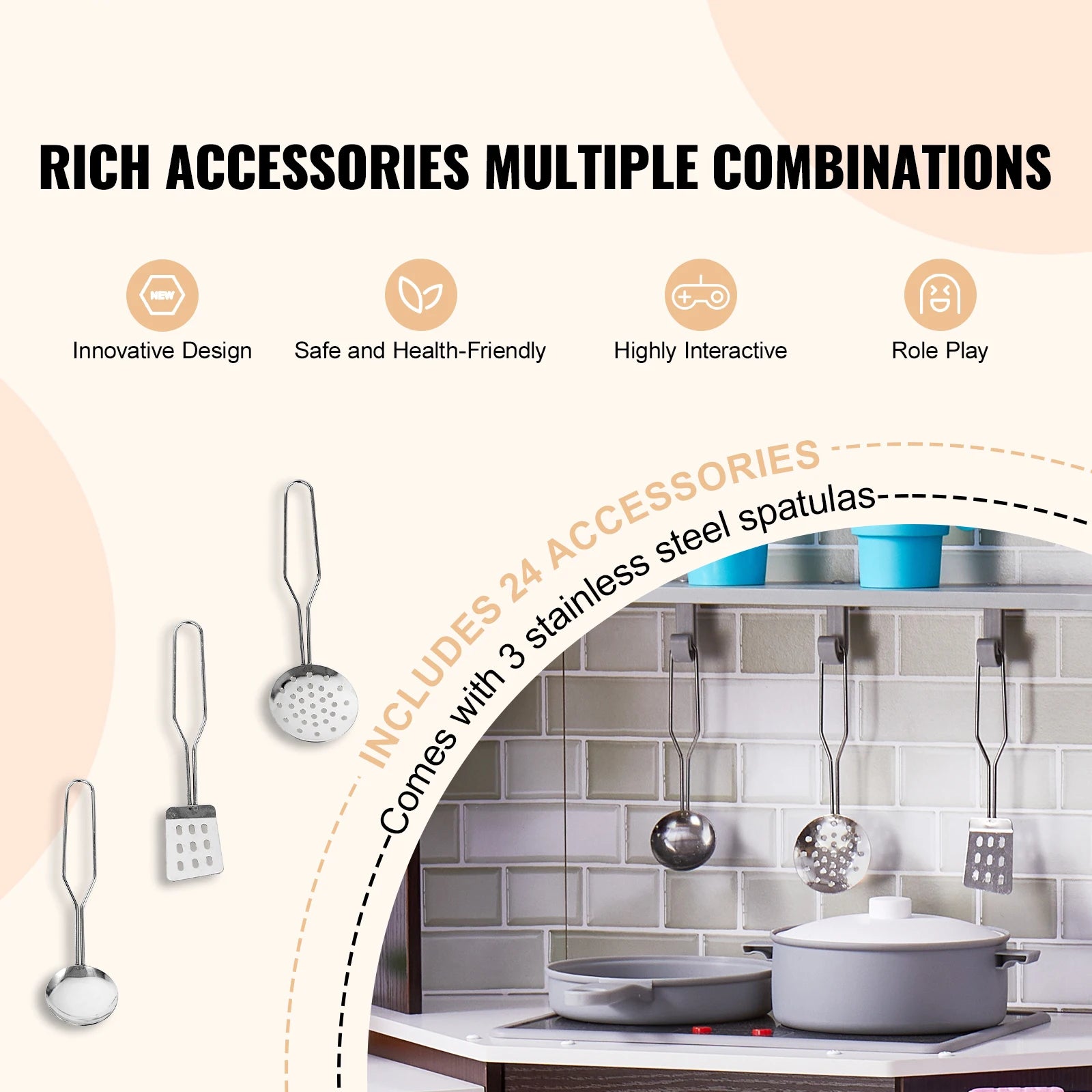 Play Kitchen Set Kitchenware Accessories with Ice Maker f - Ohberri