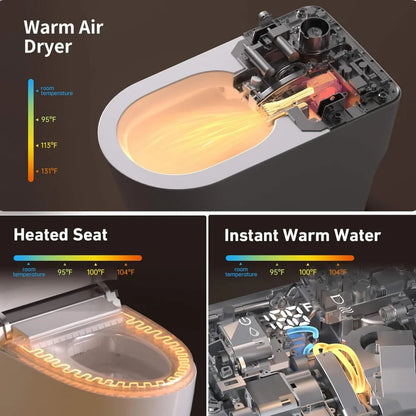Smart Toilet with Bidet Built in, ADA Height Toilet bidet with Foam Shield, tankless Toilet Ohberri
