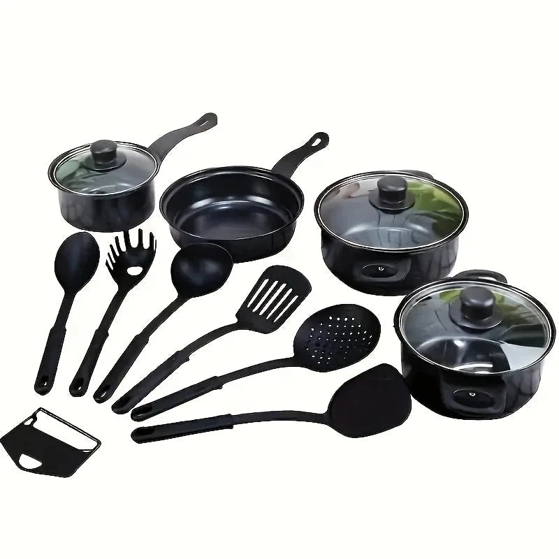 13-Piece Nonstick Cookware Set Black - Induction Ohberri