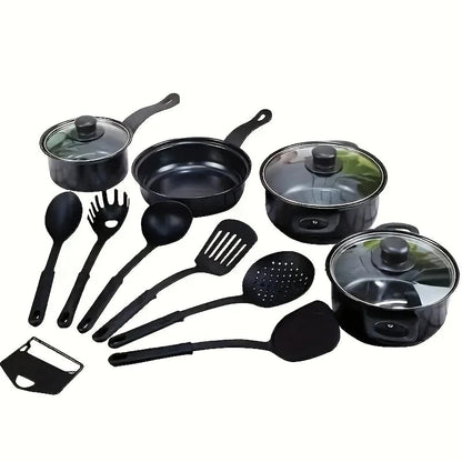 13-Piece Nonstick Cookware Set Black - Induction Ohberri