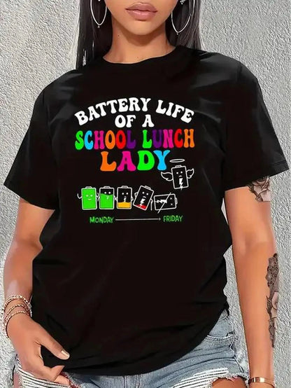Funny School Lunch Lady Battery T-Shirt Ohberri