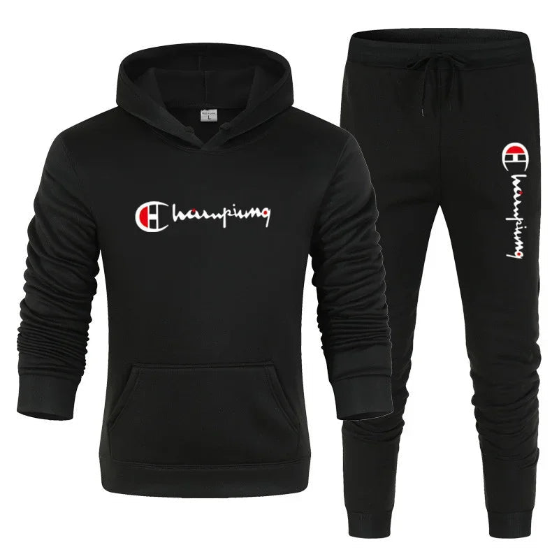 Men's Tracksuit Hooded Sweatshirt+Sweatpants 2 Pcs Sets Ohberri