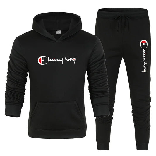 Men's Tracksuit Hooded Sweatshirt+Sweatpants 2 Pcs Sets Ohberri