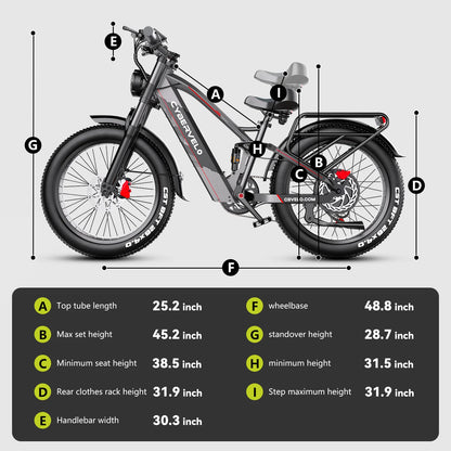 High speed electric ebike for adults, 52V ebike,40AH battery ,full suspension bicycle,hydraulic ebike,fat tyre 26inch 3000W - Ohberri