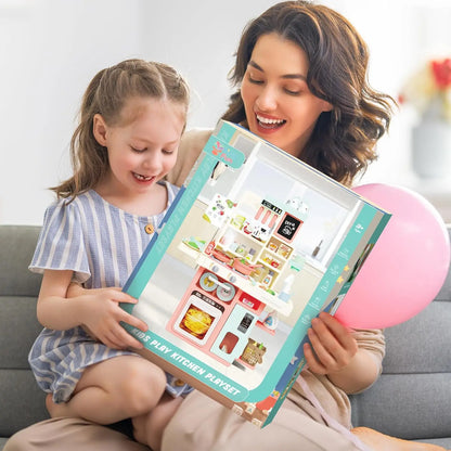 Kitchen Play set with Sound and Light, Cooking Stove with Steam, Play Sink - Ohberri