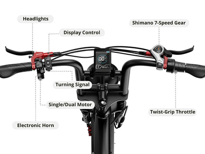 Electric Bike 2000W Dual Motor 48V 25AH Battery 20" - Ohberri