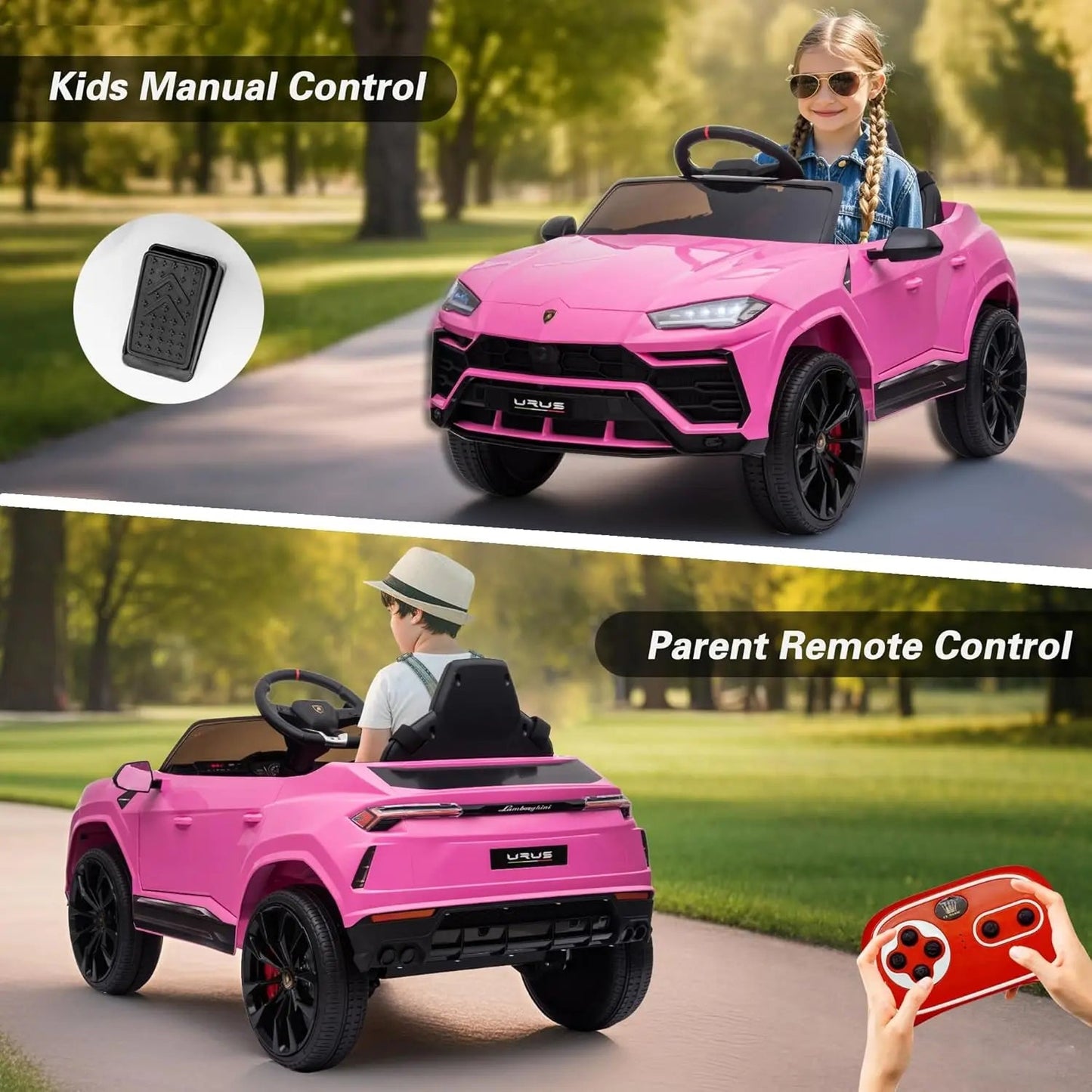Licensed Urus Ride On Truck , 12V Battery Powered Electric 4 Wheels Kids Toys w/Parent Remote Control Ohberri