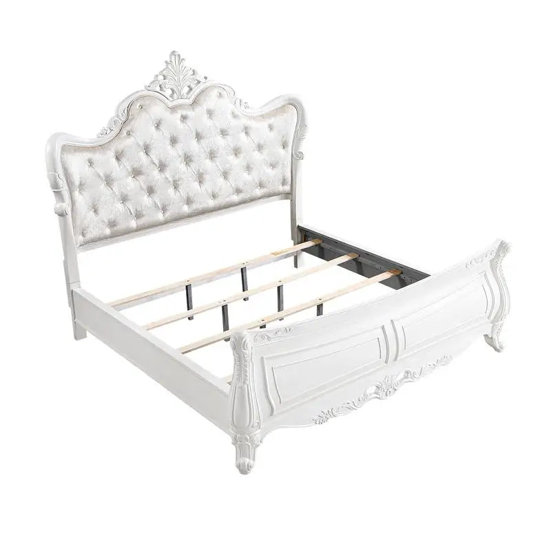 Modern 5-Piece Queen Bedroom Set in Pearl White Wood Finish - Ohberri