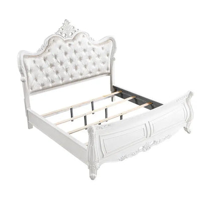 Modern 5-Piece Queen Bedroom Set in Pearl White Wood Finish - Ohberri