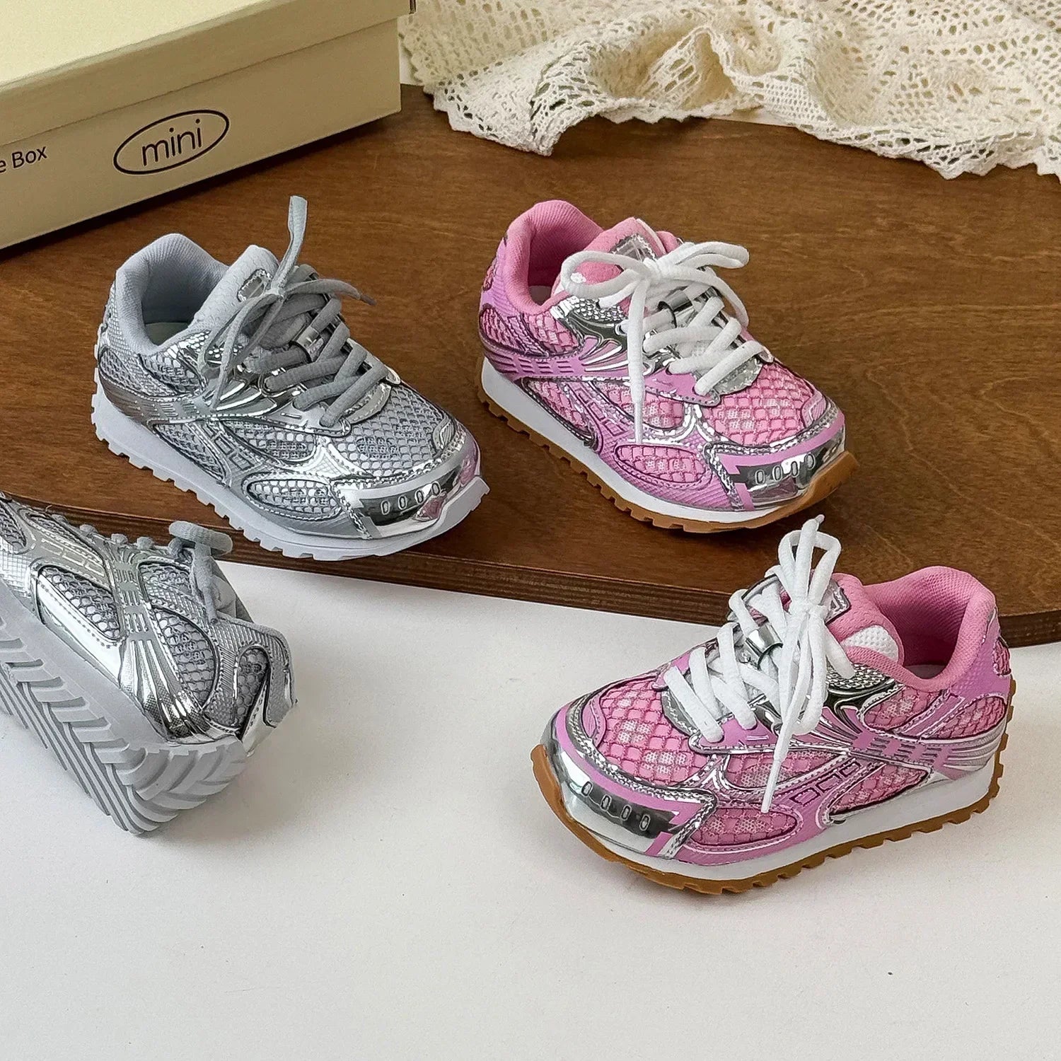 2025 Spring Toddler Kid Breathable Orbit Metallic Rubber Mesh Sneaker Children Casual Fashion Shoe Boy Girl Sports Walking Shoes Ohberri