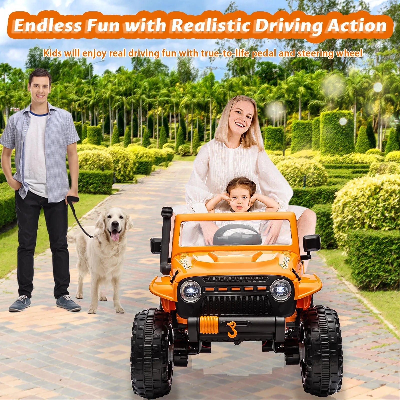 2 Seater Electric Truck with Remote Control 4.3 MPH Max Speed Bluetooth 4WDS Led Headlight & Music Ohberri