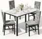 Dining Table Set for 4, Faux Marble Small Kitchen Table Chairs Set of 4 with Luxurious Button Tufted Dinner Chairs - Ohberri