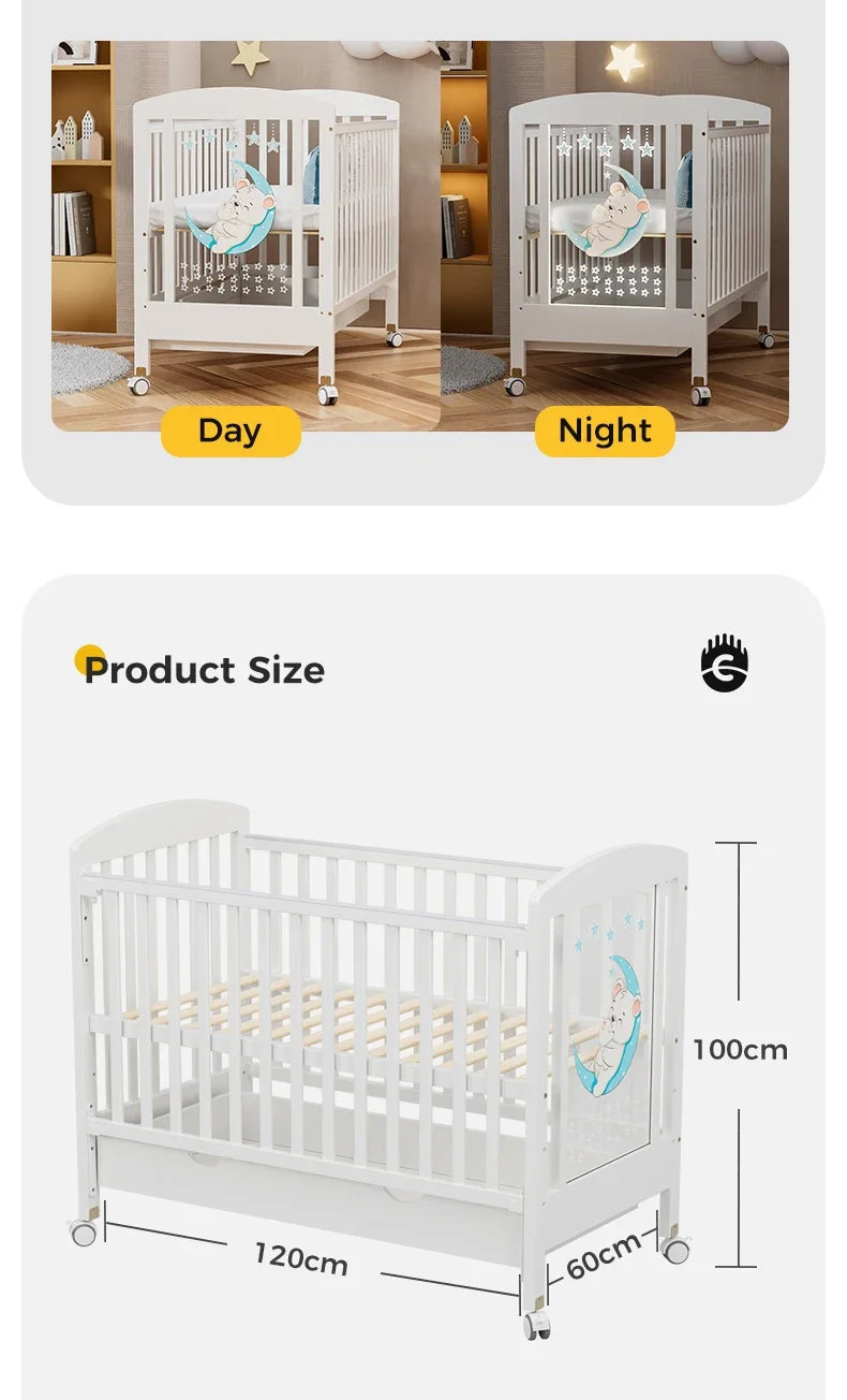 5 in 1 Adjustable Height Convertible Wood Baby Crib - Ohberri