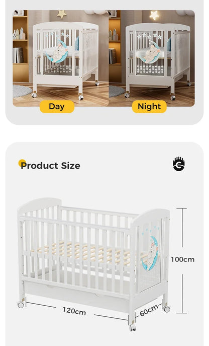 5 in 1 Adjustable Height Convertible Wood Baby Crib - Ohberri