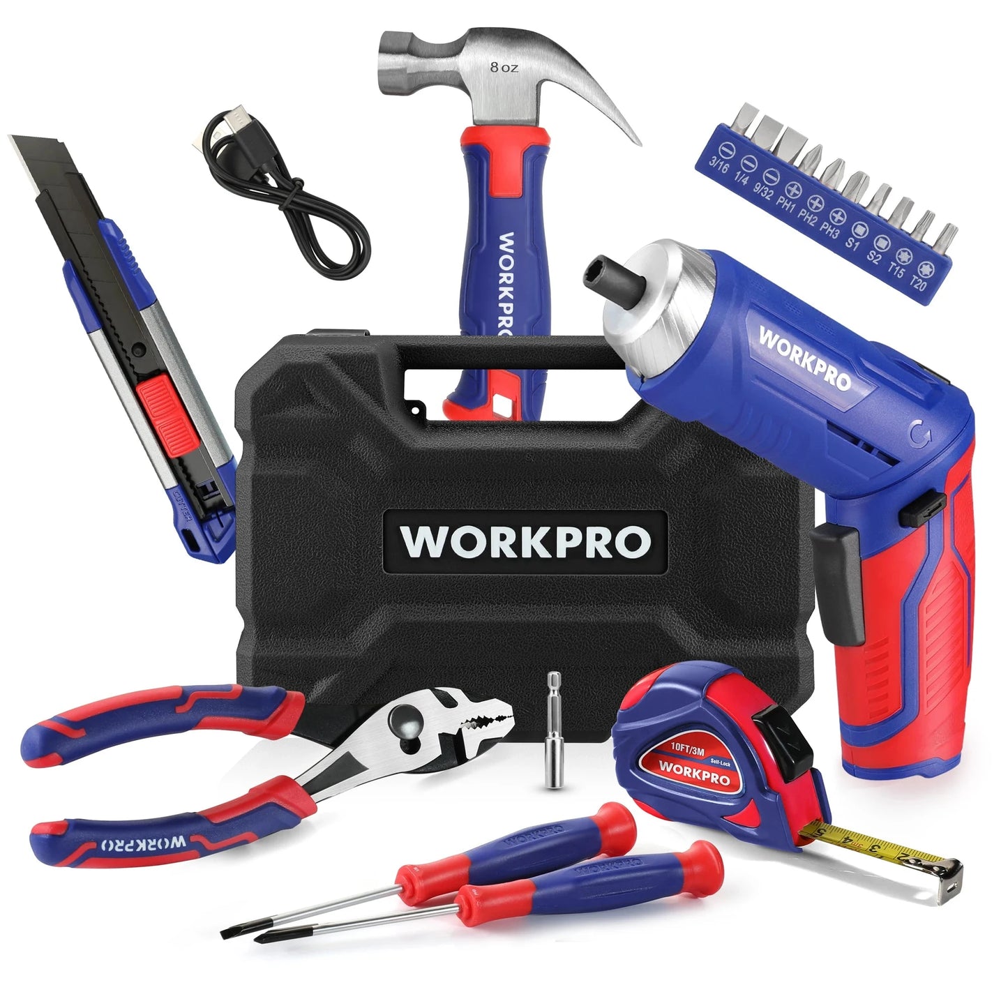WORKPRO 3.7V Electric Screwdriver with 18pc Tool Kit Ohberri