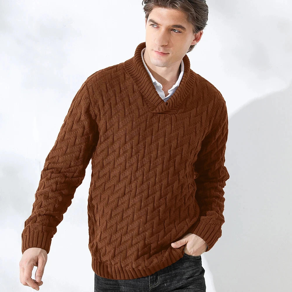 Men's Sweater Winter Shawl Collar Pullover Sweater Ohberri