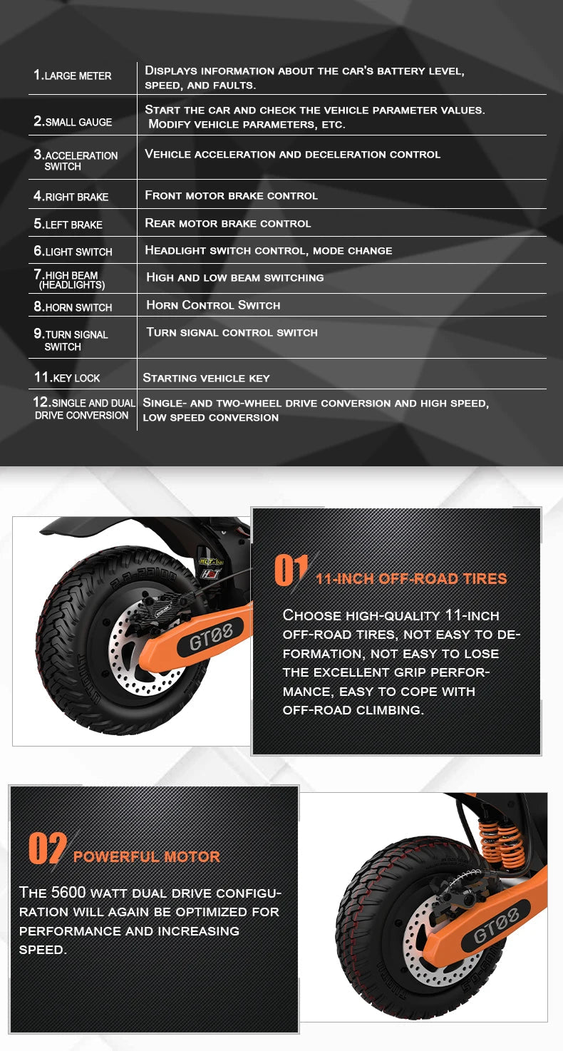 5600W Adult Electric Scooter Dual Motor Top Speed 46MPH,60V27AH, 11-inch Off-Road Tires Sport Ohberri