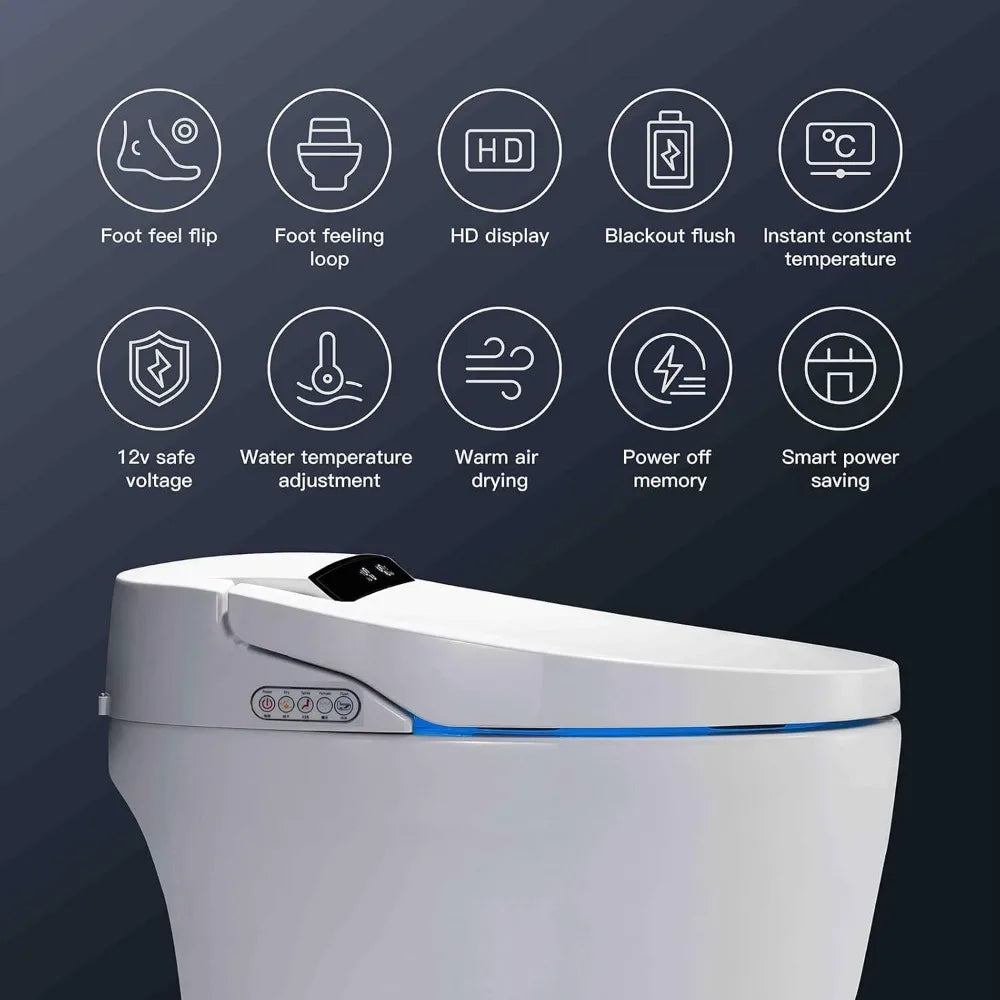 Smart Toilet, One Piece Bidet Toilet for Bathrooms, Toilets with Warm Water Sprayer & Dryer, Foot Sensor Operation, Heated Bidet Ohberri