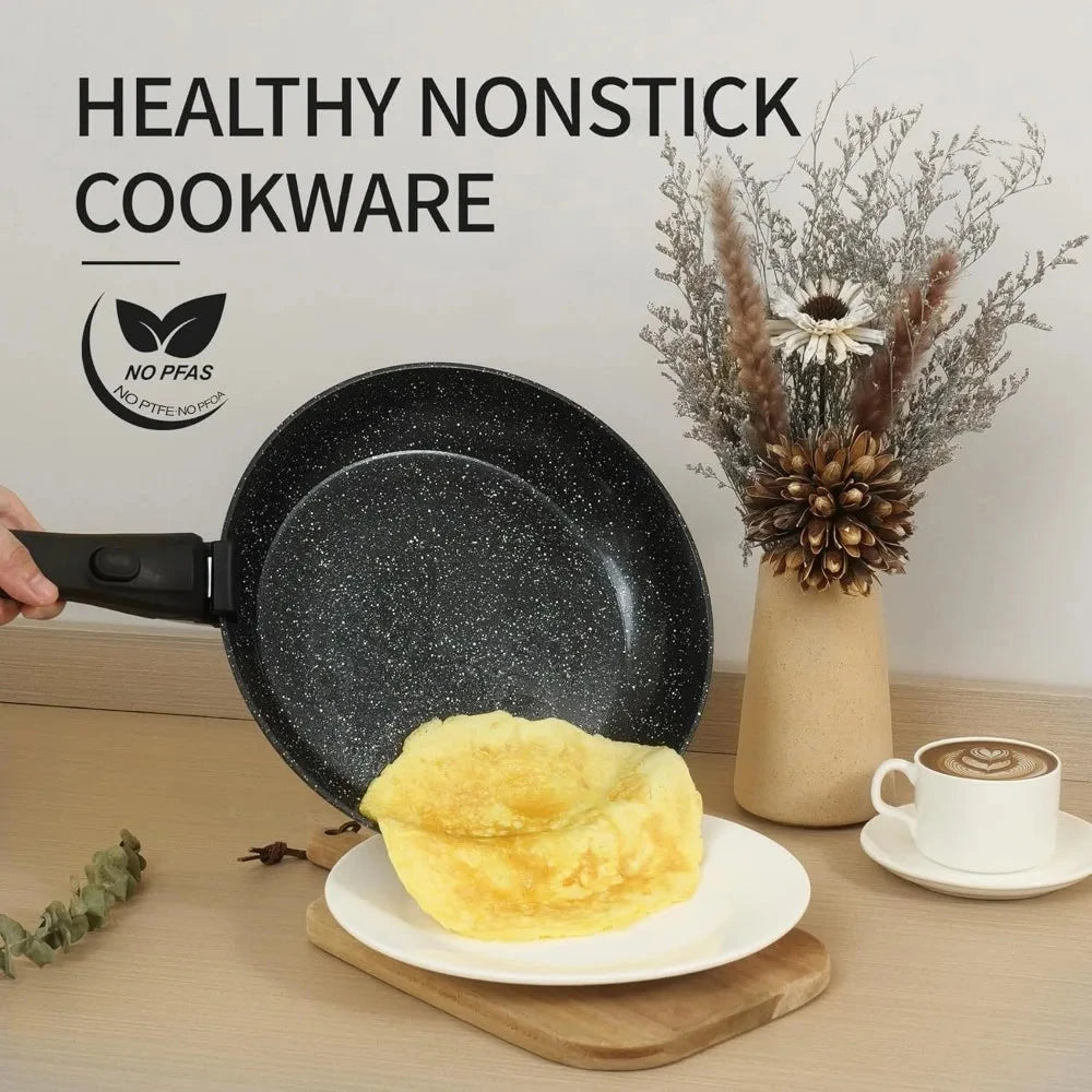 23pcs Ceramic Pots and Pans Set, Nonstick Detachable Handle Cookware Ohberri