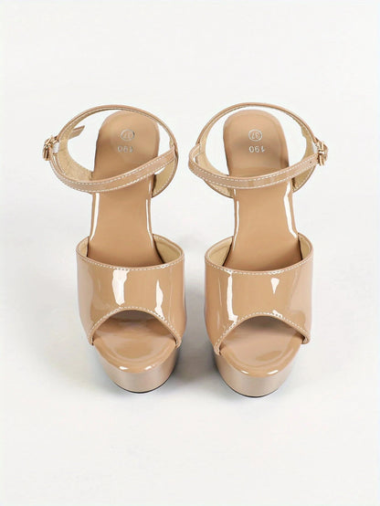 Leather Slim High-heel- Khaki Color Ohberri