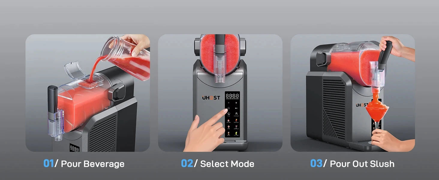 Slushie Machine with Self-Cleaning Function No Ice Needed 7 Preset Programs Ohberri