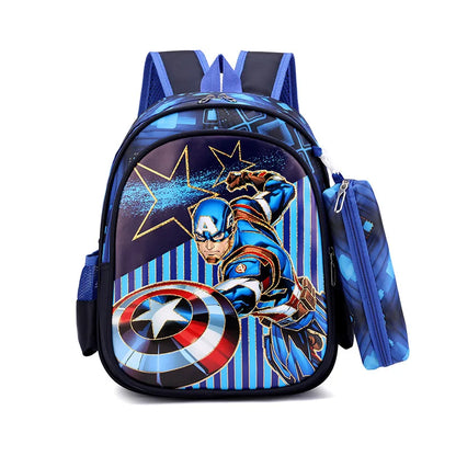 Disney Spiderman Unisex Backpacks Large Capacity Gilding Print Schoolbag For Children's Gifts With Pen Case - Ohberri